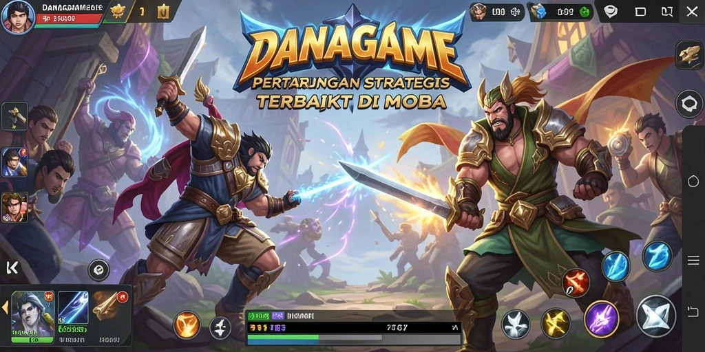 Screenshot menunjukkan pertarungan seru dalam gameplay MOBA.