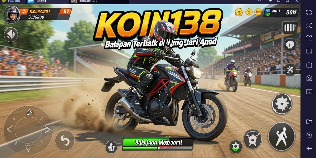 Tampilan gameplay <strong>KOIN138</strong> menunjukkan adrenalin tinggi saat balapan motor.