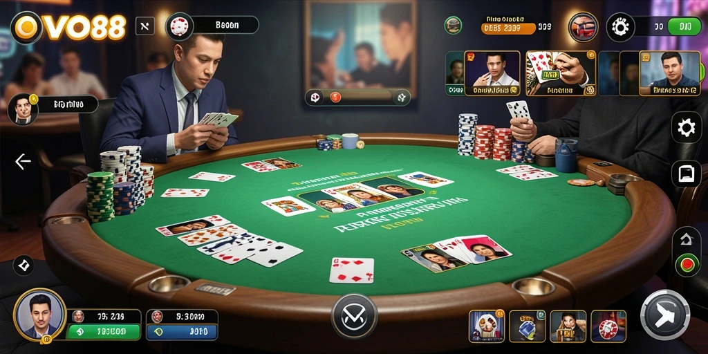 Screenshot gameplay OVO88 yang menampilkan keseruan bermain poker.
