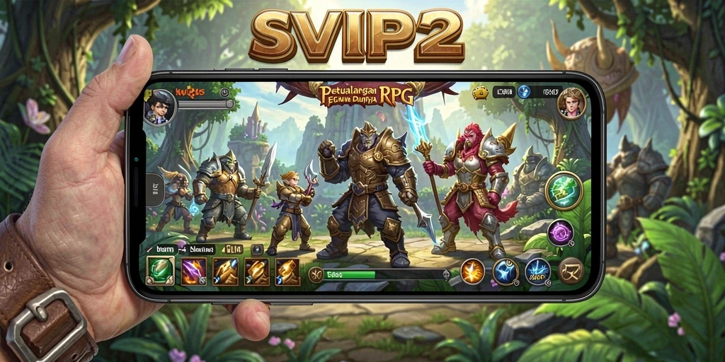 Tangkapan layar gameplay RPG SVIP2 yang menampilkan pertempuran epik.