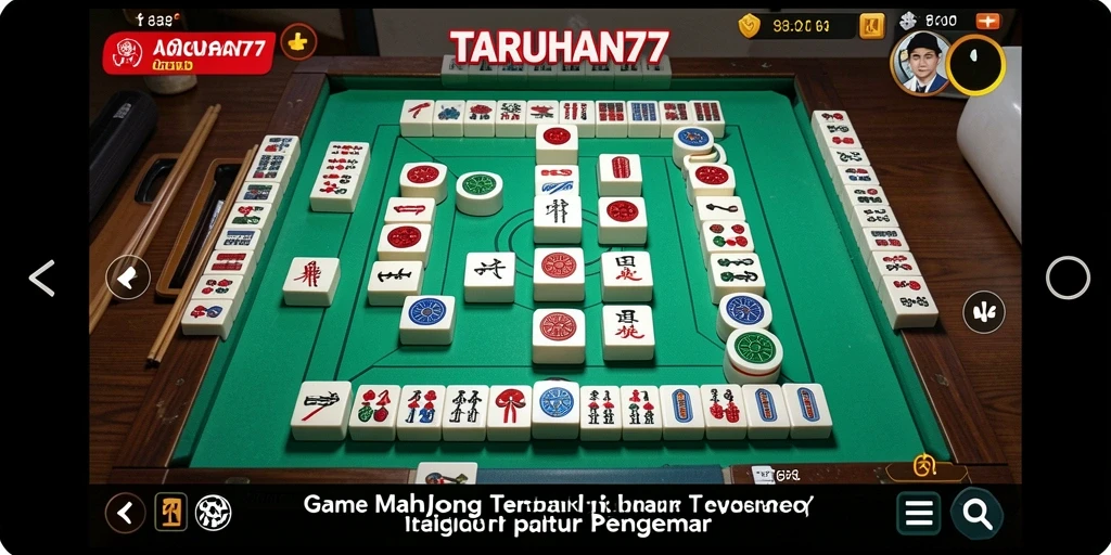 Tampilan gameplay seru TARUHAN77 dengan elemen Mahjong yang menarik.
