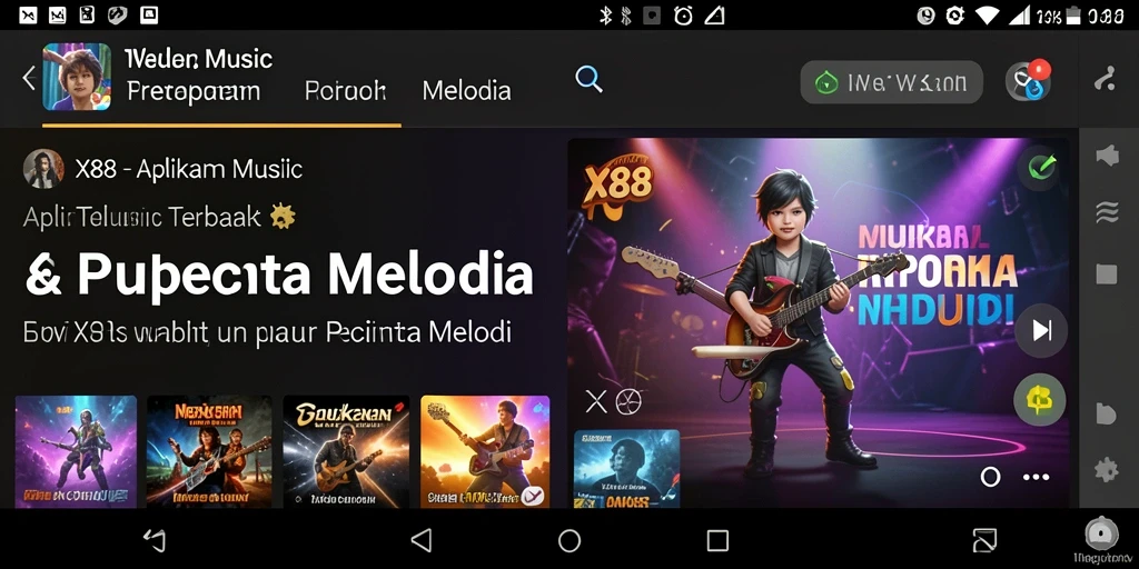 Gameplay interaktif X88 dengan antarmuka musik yang menawan.