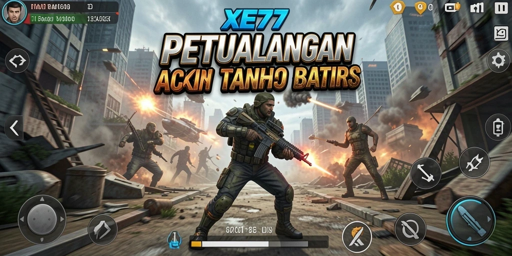 Screenshot XE77 menampilkan pertempuran aksi yang intens.